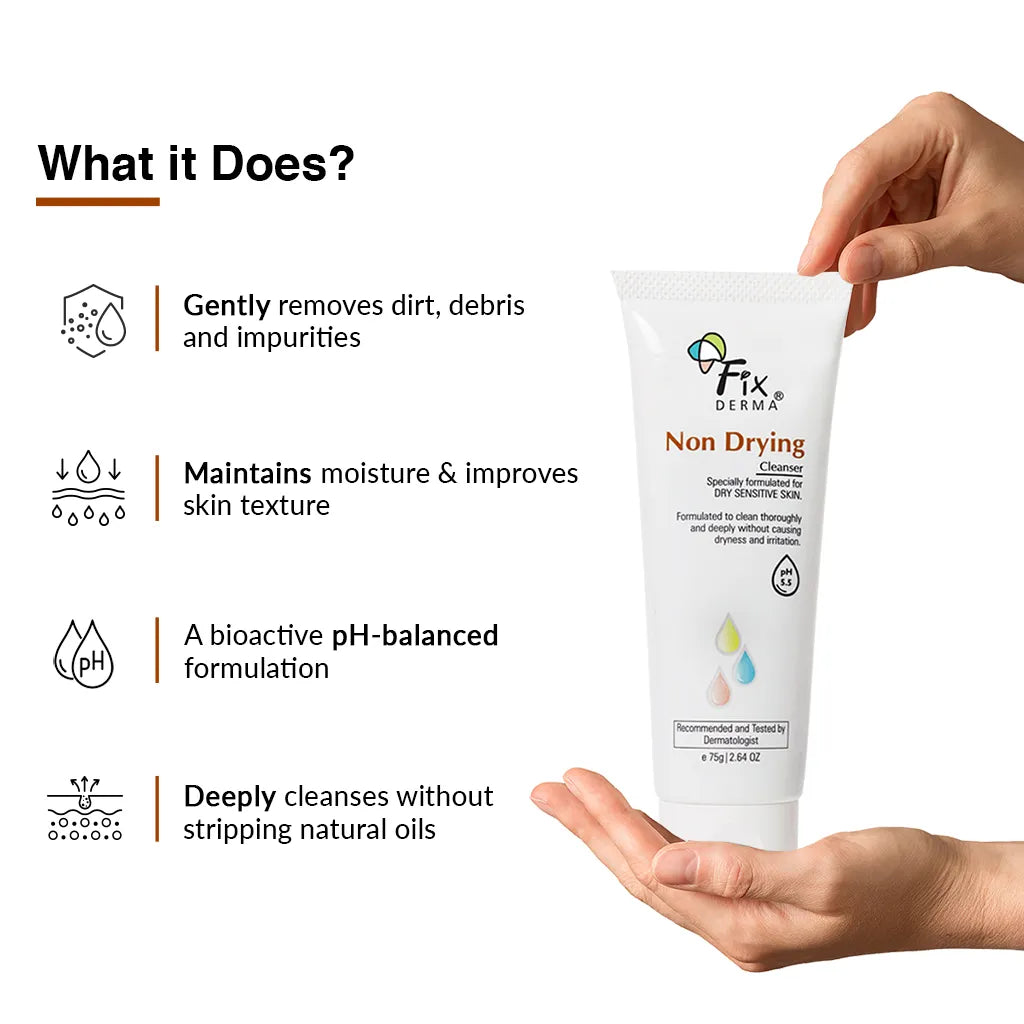 Fixderma Non-Drying Cleanser - Face wash for Dry Skin | A pH-Balanced Solution for Gentle yet Effective Cleansing, 60g - Image 2 - Buy from Indicrest