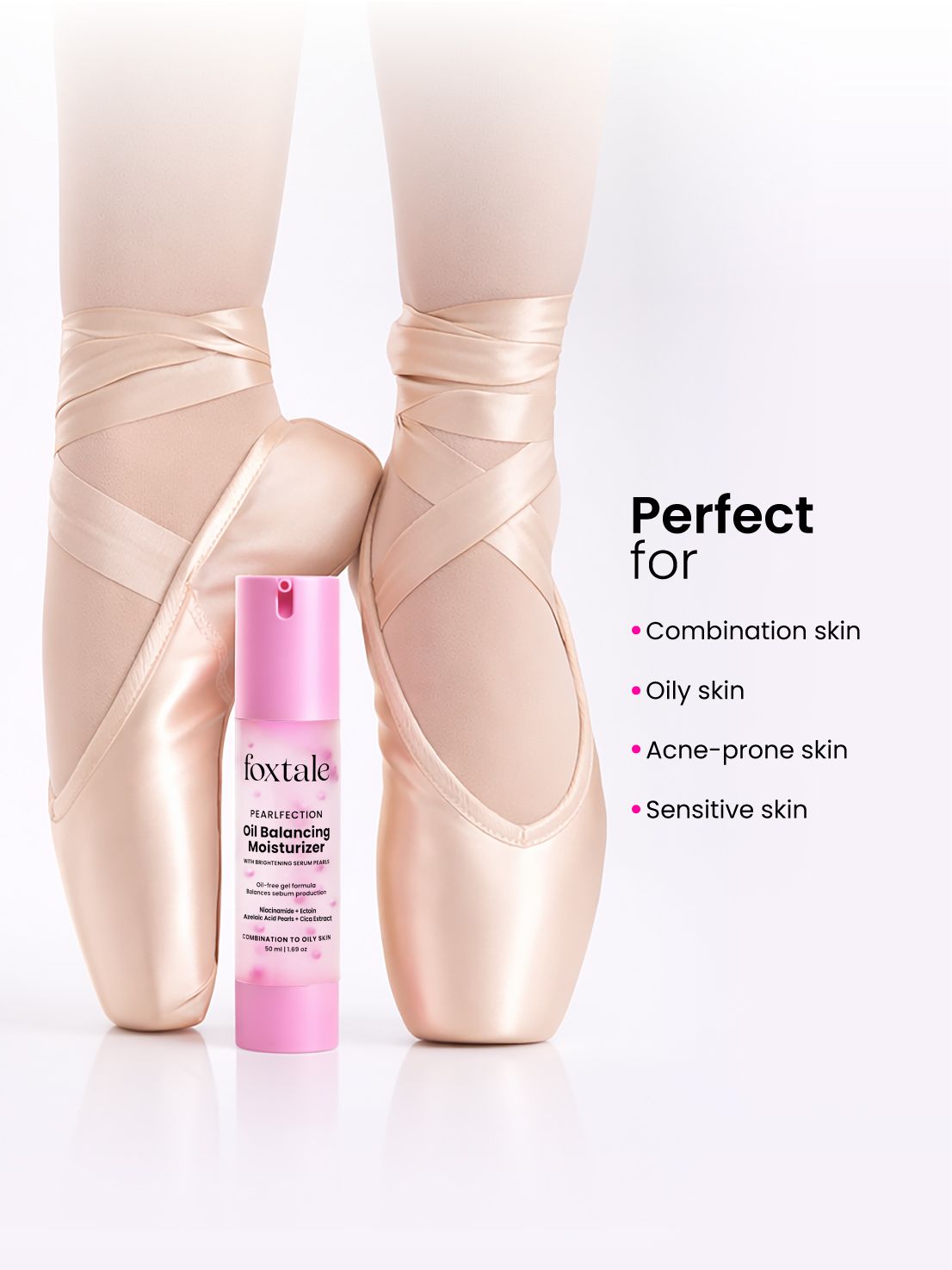Foxtale Oil Balancing Moisturizer with Niacinamide & Cica Balances oil for 8+ hours while hydrating skin intelligently | Non-greasy | Pearl-like glow | 50 ml - Image 9 - Buy from Indicrest