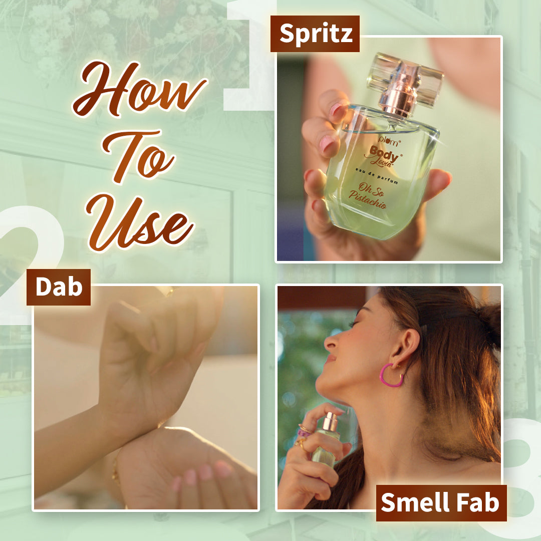 Plum Oh So Pistachio Eau De Parfum (Perfume) by Plum BodyLovin' | Long Lasting | Summer Gourmand Fragrance | Supremely Luxurious, 50ml