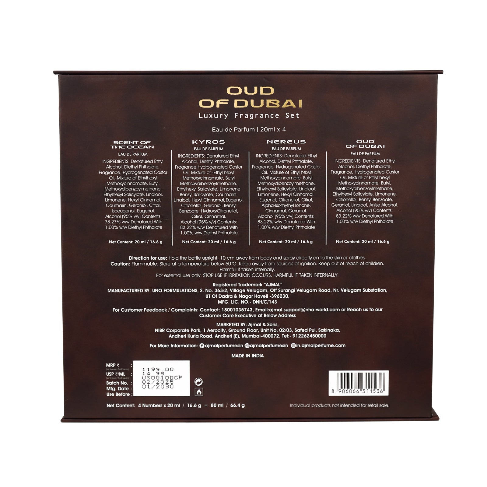 OUD OF DUBAI Perfume Giftpack 80ML for Unisex - Image 4 - Buy from Indicrest