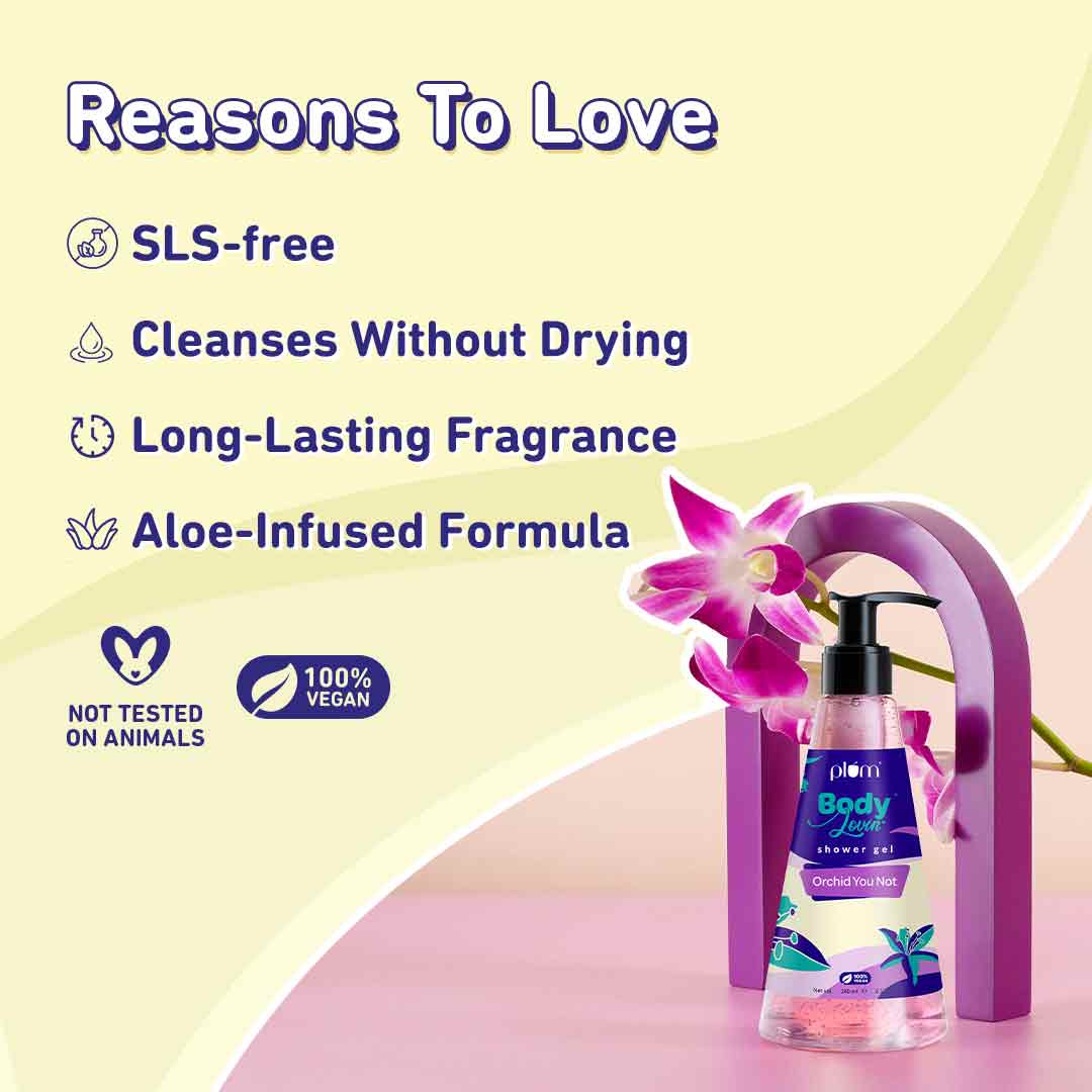 Plum Orchid You Not Shower Gel by Plum BodyLovin' | SLS-Free | Hydrating Formula | Citrusy-Floral Fragrance | Aloe-Infused Body Wash, 240ml