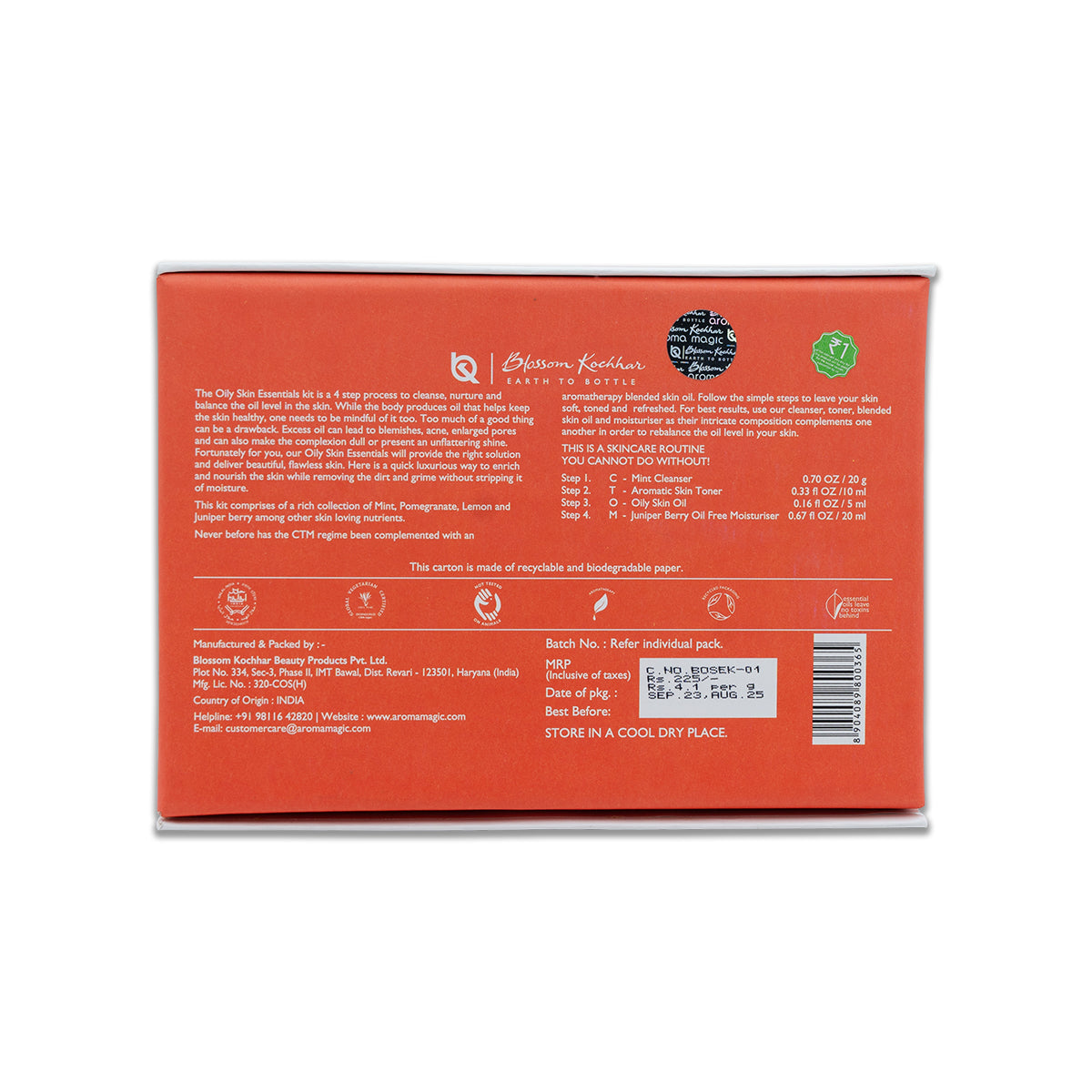 Aroma Magic Oily Skin Essentials Kit, Cleanser 20g + Toner 20ml + Skin Oil 5ml + Lotion 20ml - Image 5 - Buy from Indicrest