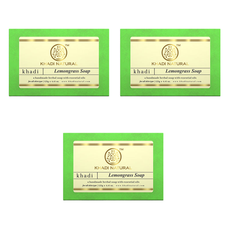 Khadi Natural Herbal Lemongrass Soap Combo Pack Of 3 – 125gm Each - Buy from Indicrest