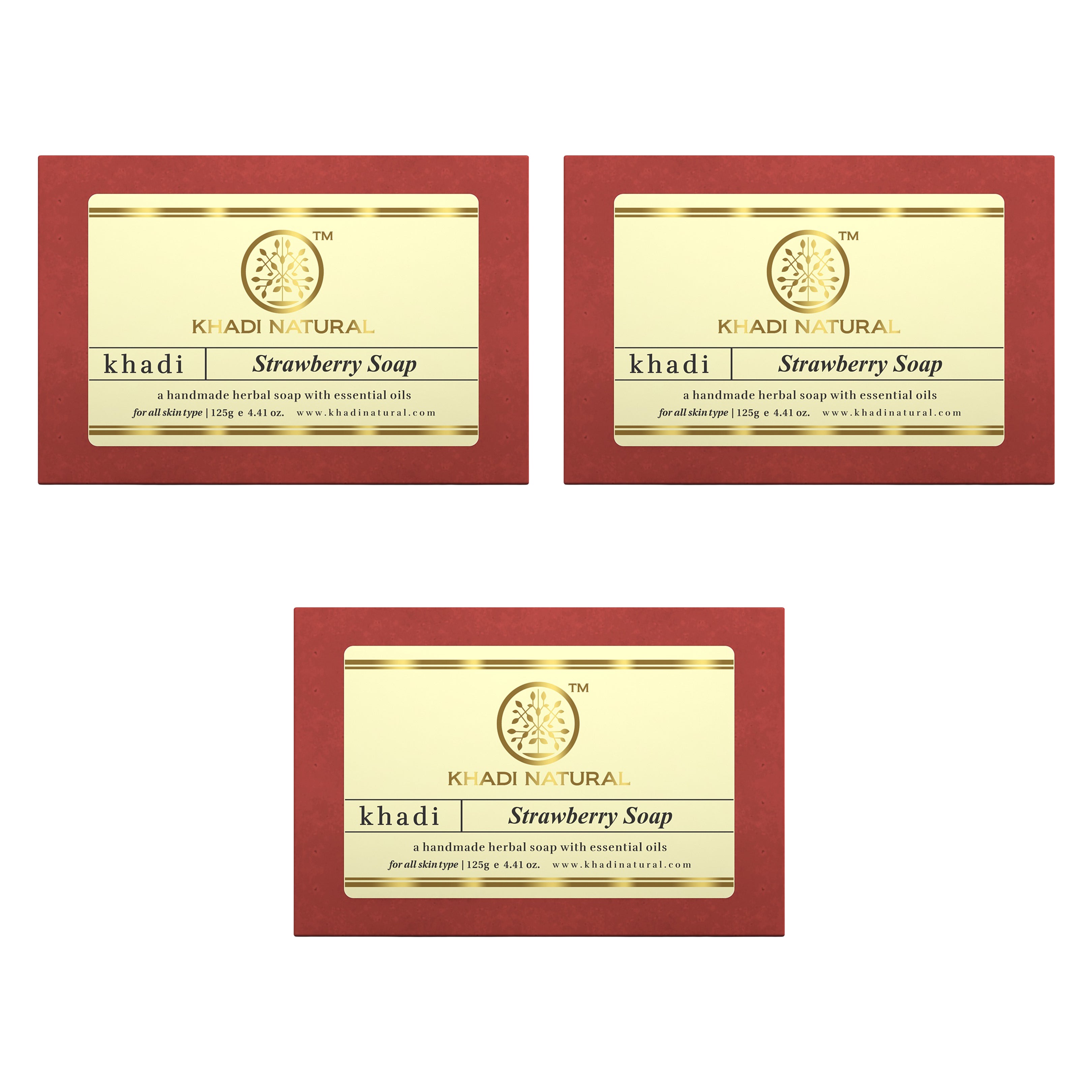 Khadi Natural Strawberry Soap Combo Pack Of 3 – 125gm Each - Buy from Indicrest