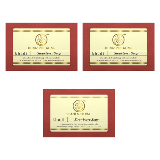 Khadi Natural Strawberry Soap Combo Pack Of 3 – 125gm Each - Buy from Indicrest