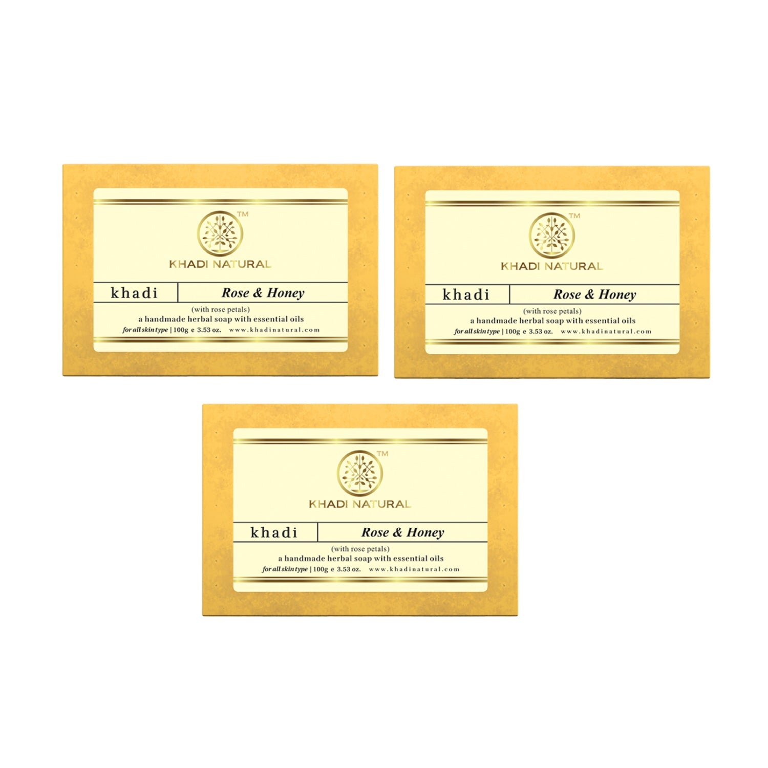 Khadi Natural Rose & Honey With Rose Petals Soap Combo Pack Of 3 – 100gm Each - Buy from Indicrest