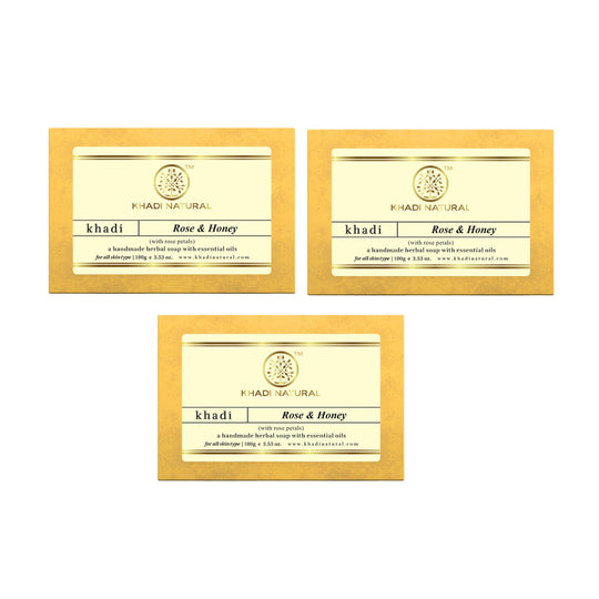 Khadi Natural Rose & Honey With Rose Petals Soap Combo Pack Of 3 – 100gm Each - Buy from Indicrest