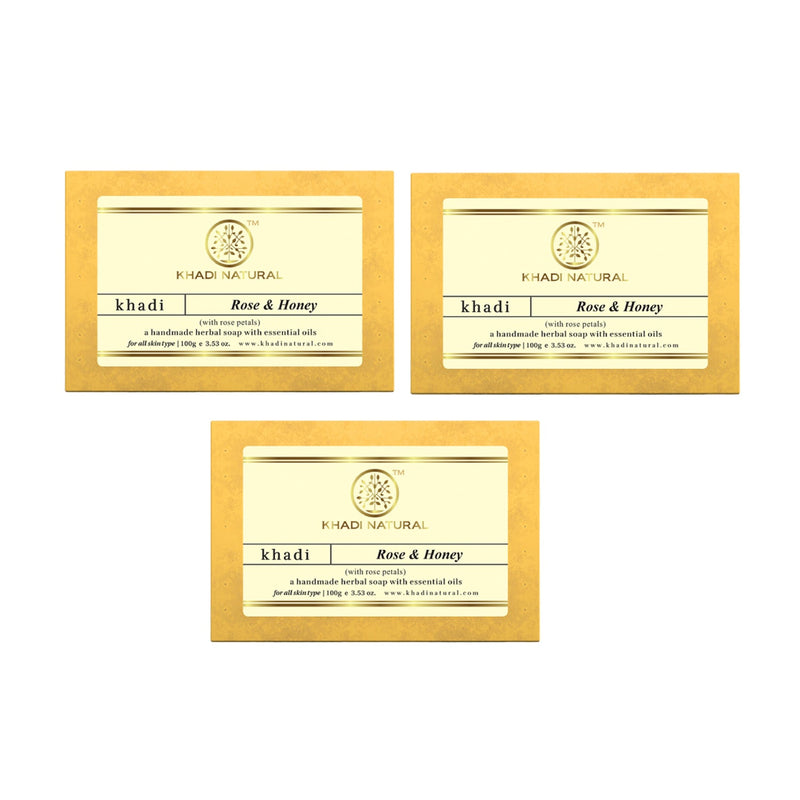 Khadi Natural Rose & Honey With Rose Petals Soap Combo Pack Of 3 – 100gm Each - Buy from Indicrest