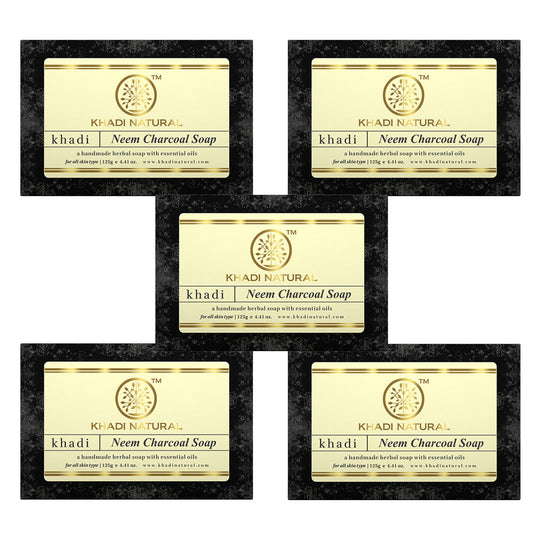 Khadi Natural Neem Charcoal Soap Combo Pack Of 5 – 125gm Each - Buy from Indicrest