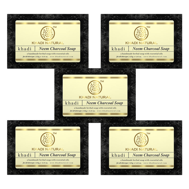 Khadi Natural Neem Charcoal Soap Combo Pack Of 5 – 125gm Each - Buy from Indicrest