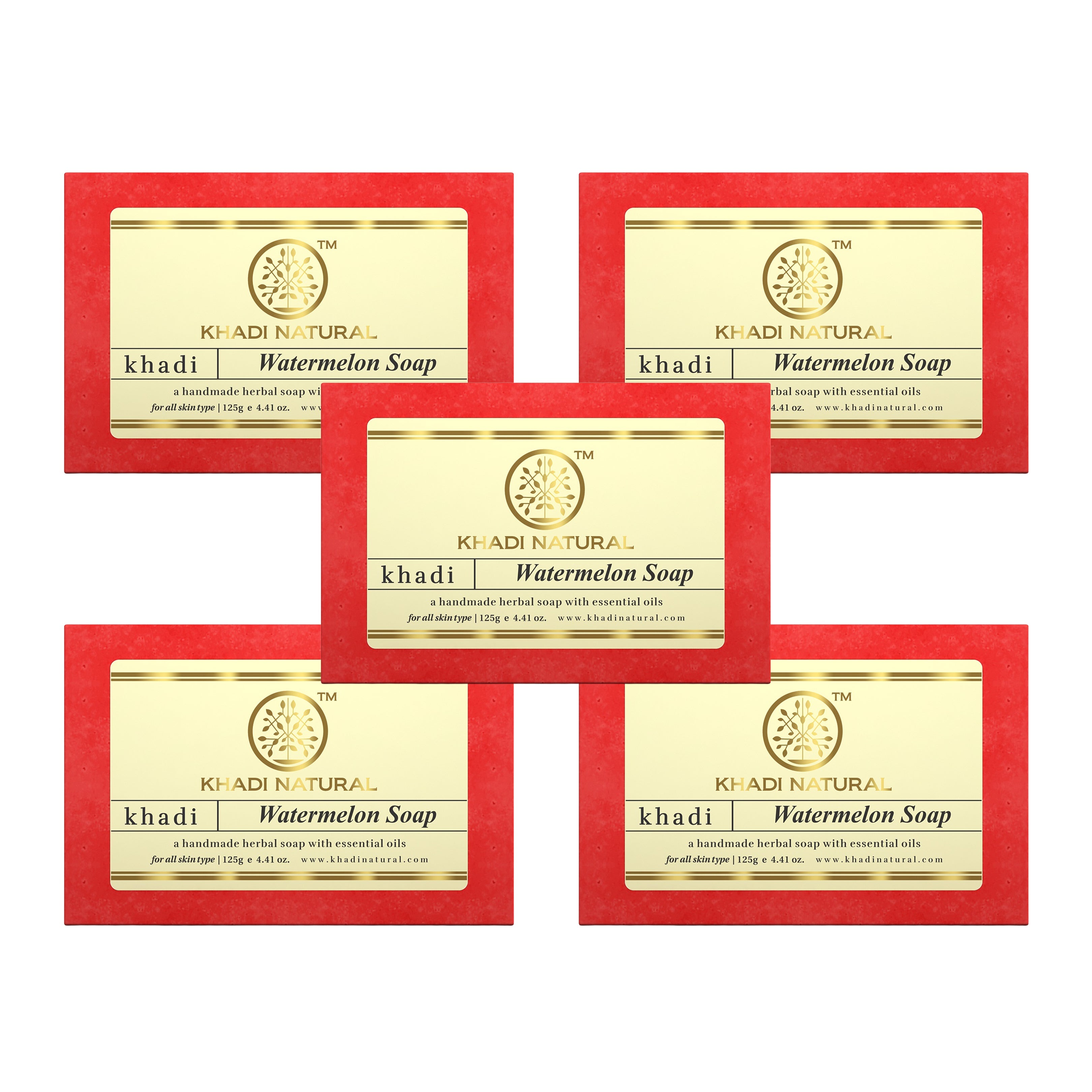 Khadi Natural Herbal Watermelon Soap Combo Pack Of 5 – 125gm Each - Buy from Indicrest