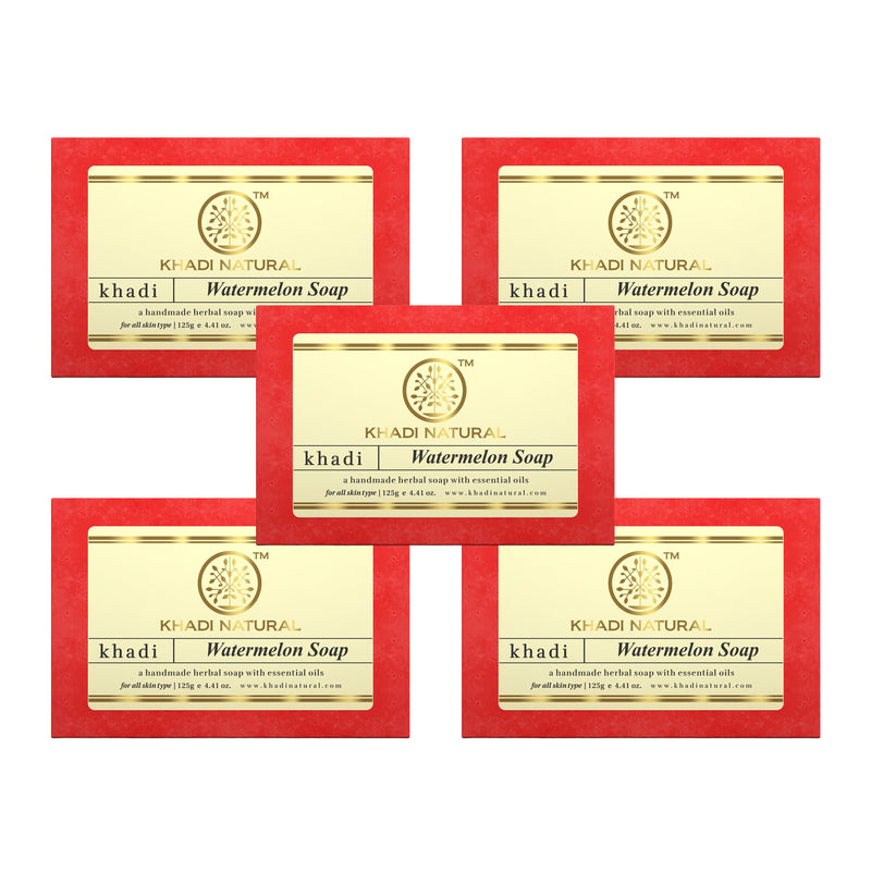Khadi Natural Herbal Watermelon Soap Combo Pack Of 5 – 125gm Each - Buy from Indicrest