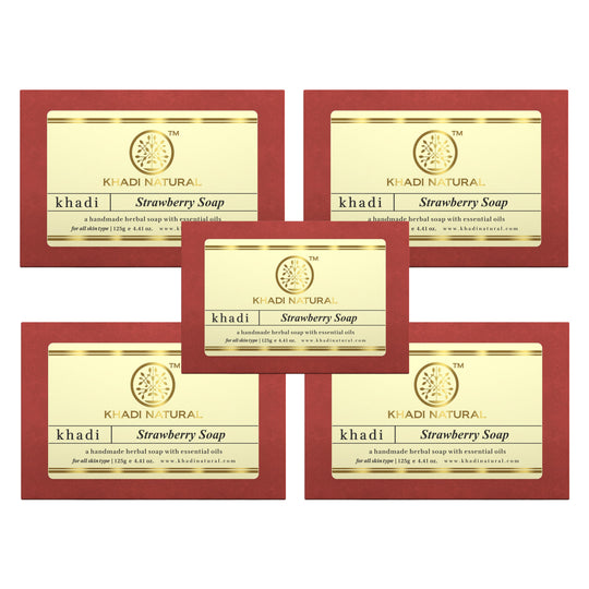 Khadi Natural Strawberry Soap Combo Pack Of 5 – 125gm Each - Buy from Indicrest