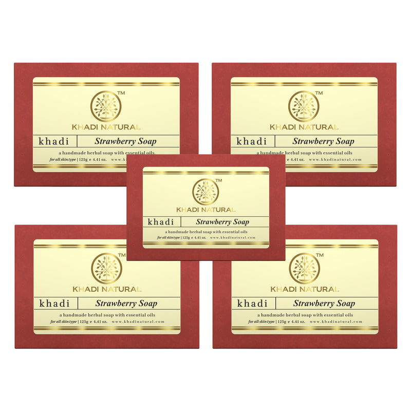 Khadi Natural Strawberry Soap Combo Pack Of 5 – 125gm Each - Buy from Indicrest