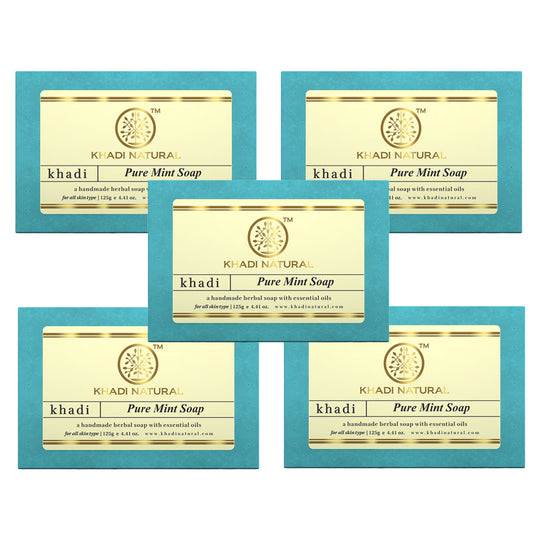 Khadi Natural Pure Mint Soap Combo Pack Of 5 – 125gm Each - Buy from Indicrest