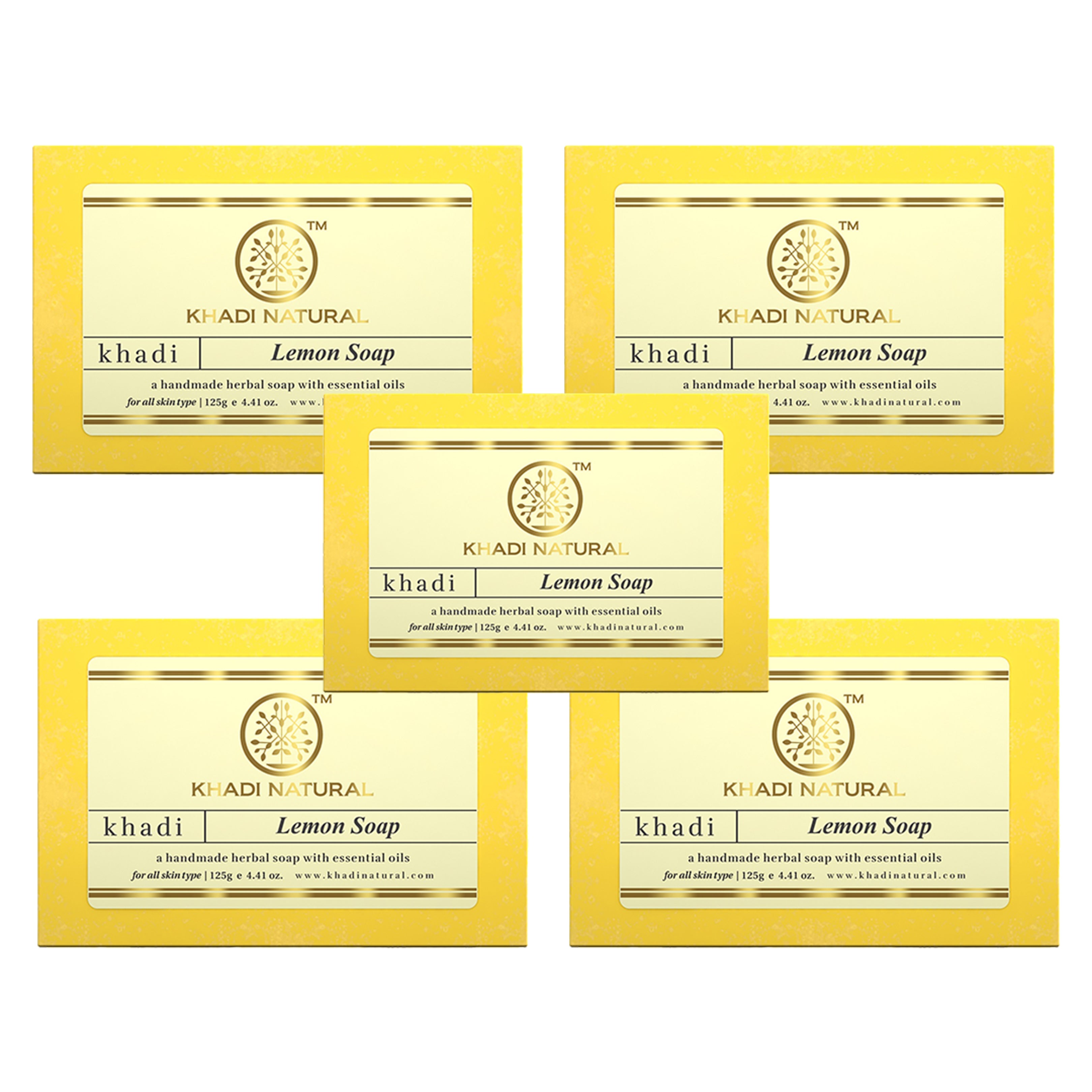 Khadi Natural Herbal Lemon Soap Combo Pack Of 5 – 125gm Each - Buy from Indicrest