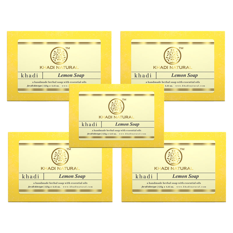Khadi Natural Herbal Lemon Soap Combo Pack Of 5 – 125gm Each - Buy from Indicrest