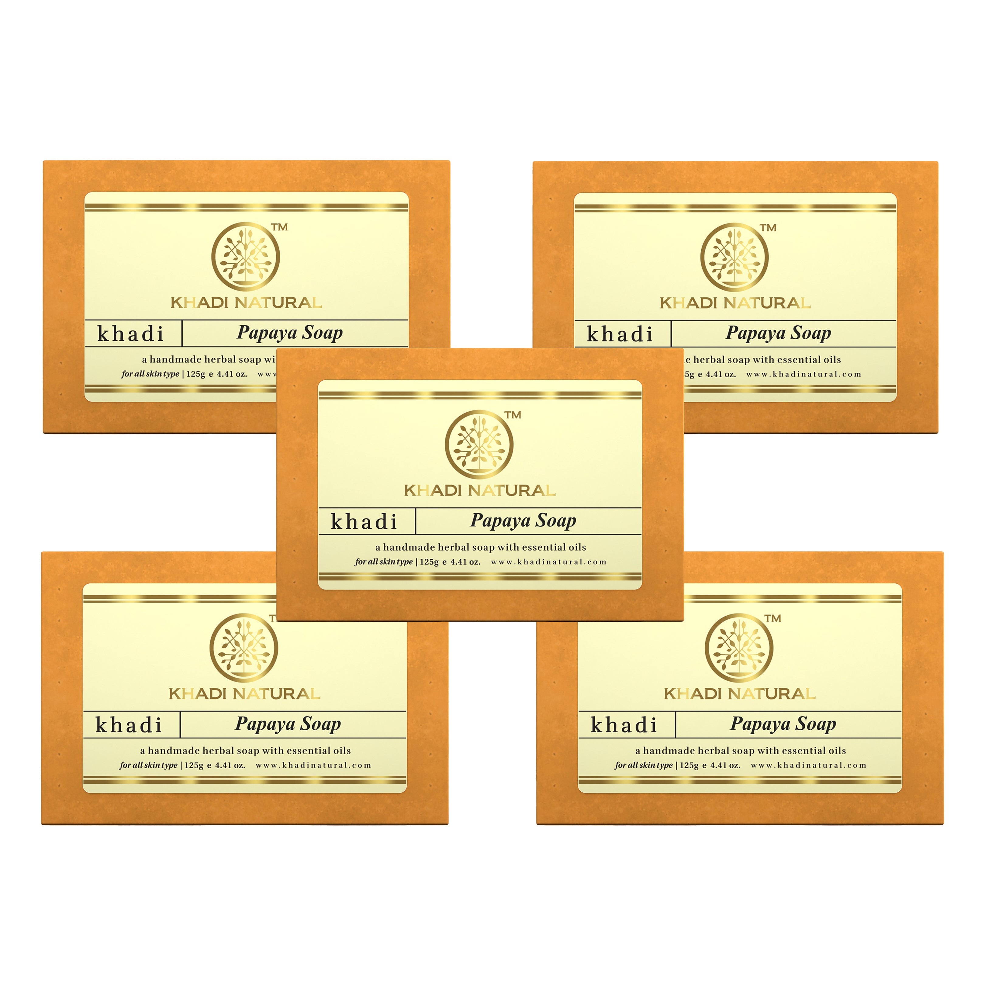 Khadi Natural Papaya Soap Combo Pack Of 5 – 125gm Each - Buy from Indicrest