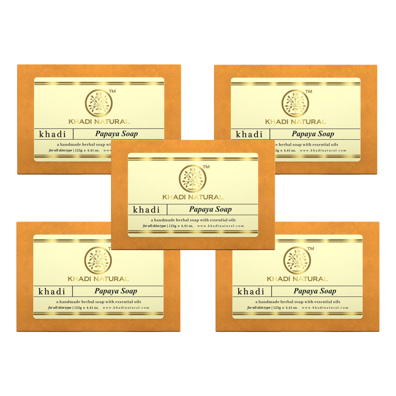Khadi Natural Papaya Soap Combo Pack Of 5 – 125gm Each - Buy from Indicrest