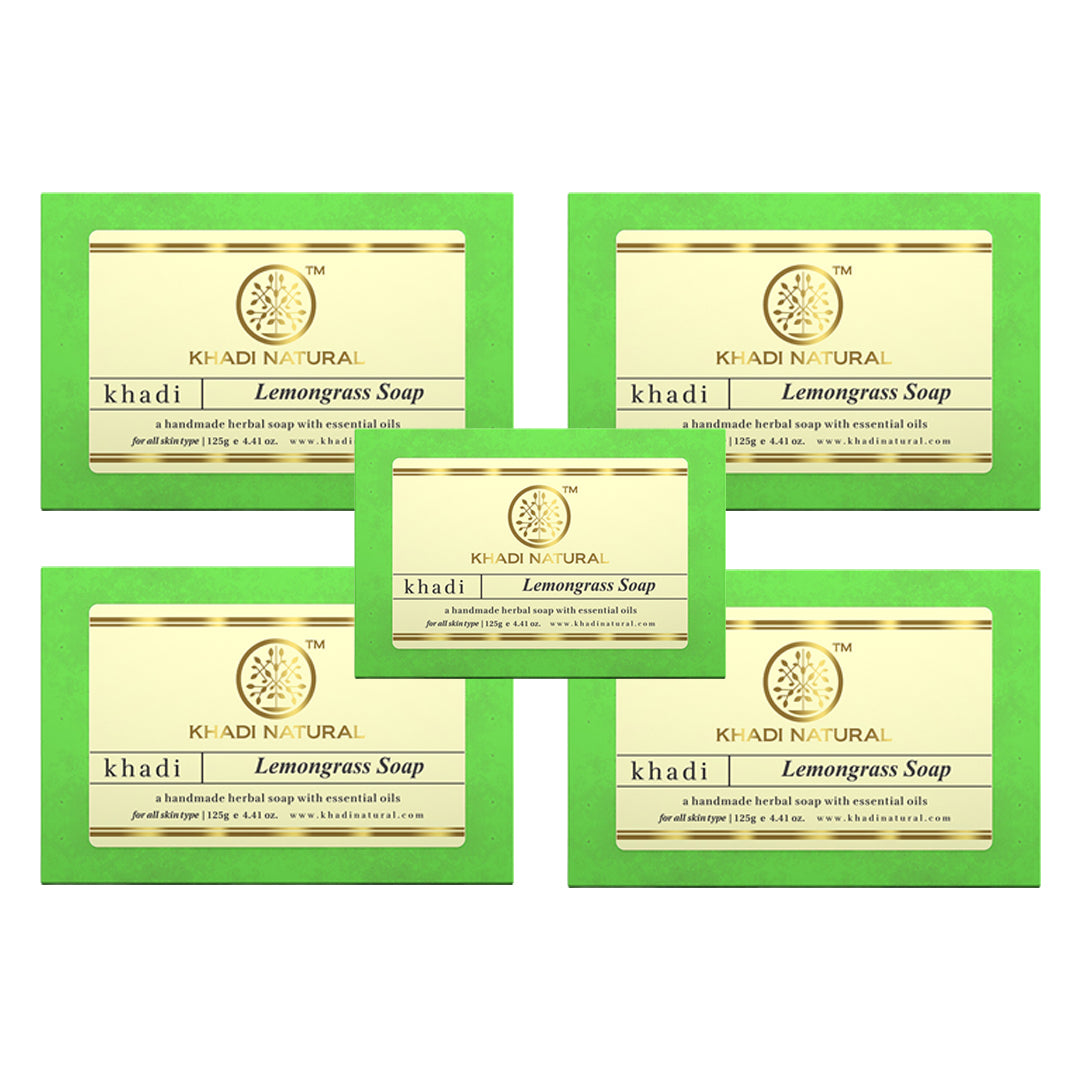 Khadi Natural Herbal Lemongrass Soap Combo Pack Of 5 – 125gm Each - Buy from Indicrest