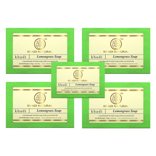 Khadi Natural Herbal Lemongrass Soap Combo Pack Of 5 – 125gm Each - Buy from Indicrest