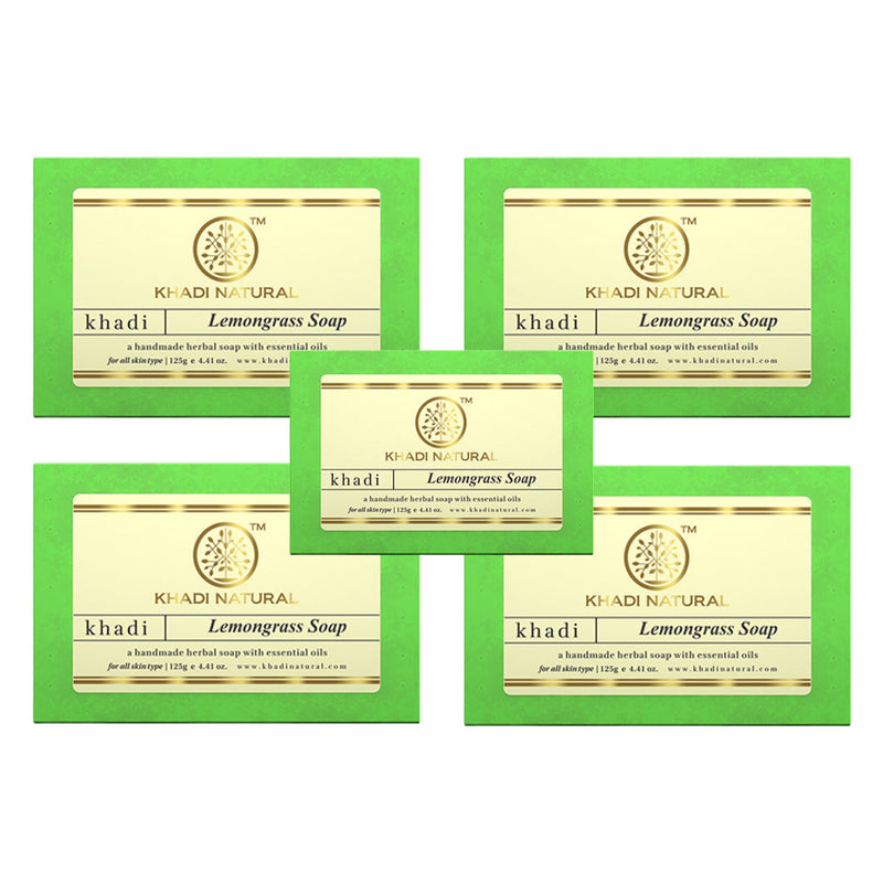 Khadi Natural Herbal Lemongrass Soap Combo Pack Of 5 – 125gm Each - Buy from Indicrest