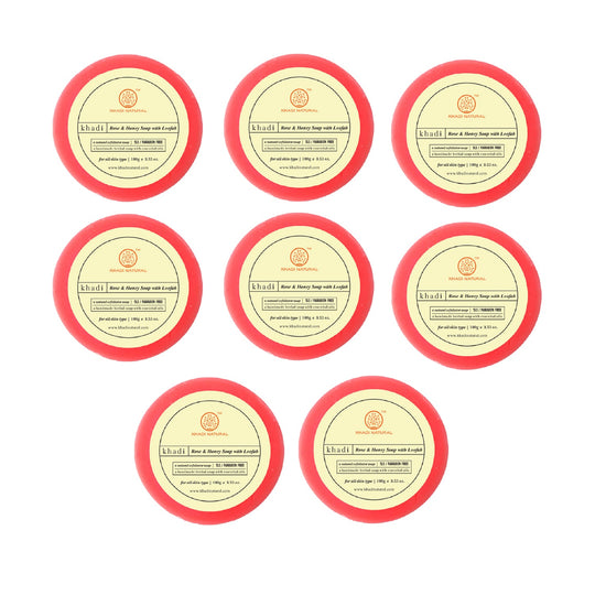 Khadi Natural Rose & Honey Loofah Soap Combo Pack Of 8 – 100gm Each - Buy from Indicrest