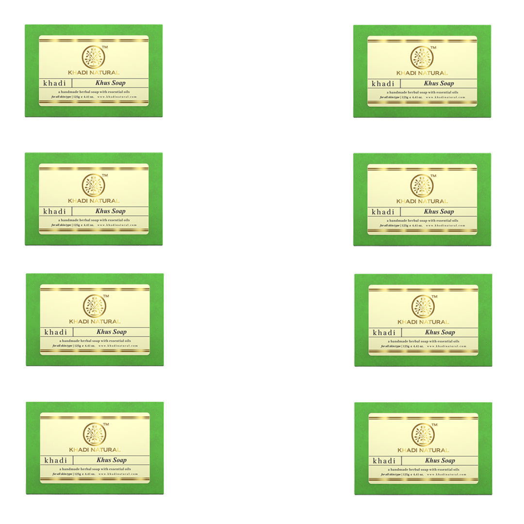 Khadi Natural Herbal Khus Soap Combo Pack Of 8 – 125gm Each - Buy from Indicrest