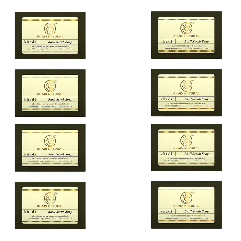 Khadi Natural Herbal Basil Scrub Soap Combo Pack Of 8 – 125gm Each - Buy from Indicrest
