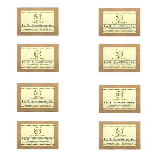 Khadi Natural Coconut Milk & Honey Soap Combo Pack Of 8 – 125gm Each - Buy from Indicrest