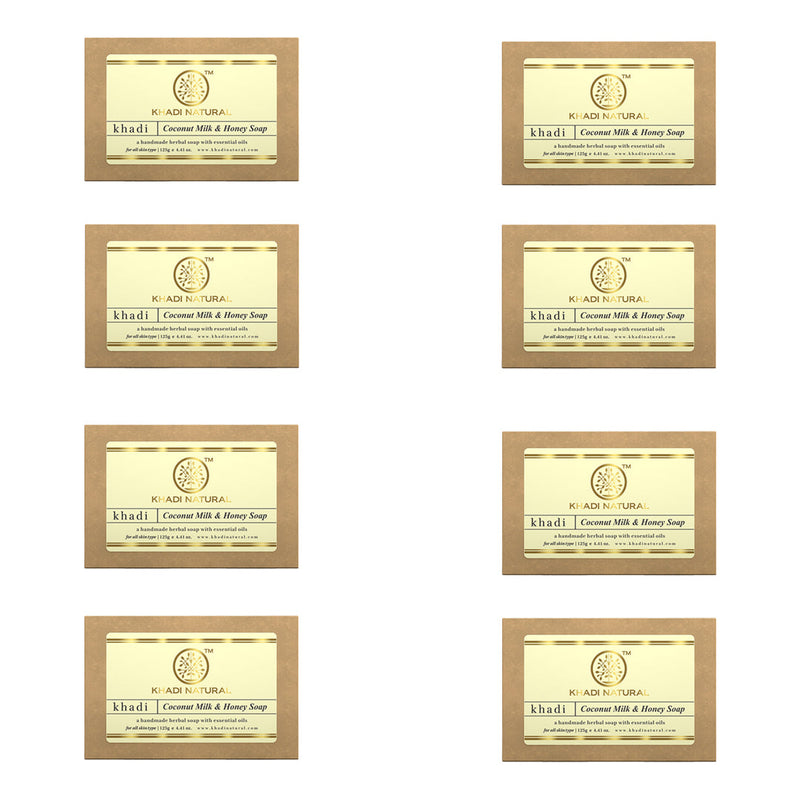 Khadi Natural Coconut Milk & Honey Soap Combo Pack Of 8 – 125gm Each - Buy from Indicrest