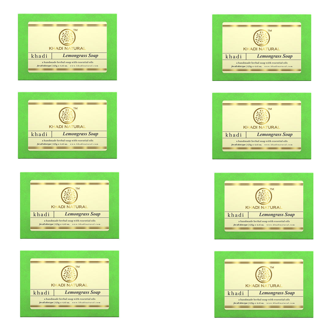 Khadi Natural Herbal Lemongrass Soap Combo Pack Of 8 – 125gm Each - Buy from Indicrest