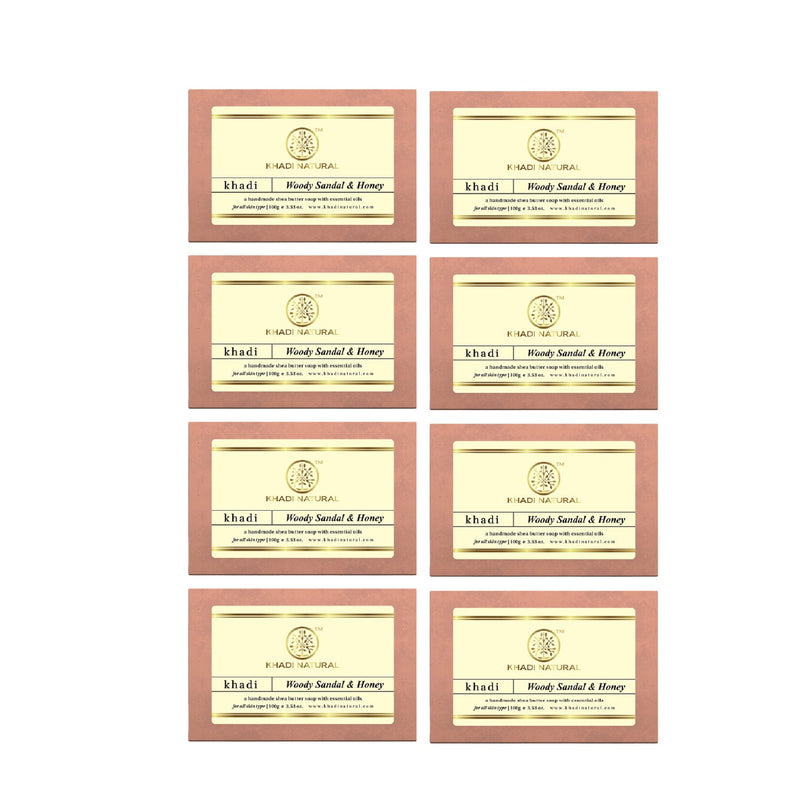 Khadi Natural Woody Sandal & Honey Soap Combo Pack Of 8 – 100gm Each - Buy from Indicrest