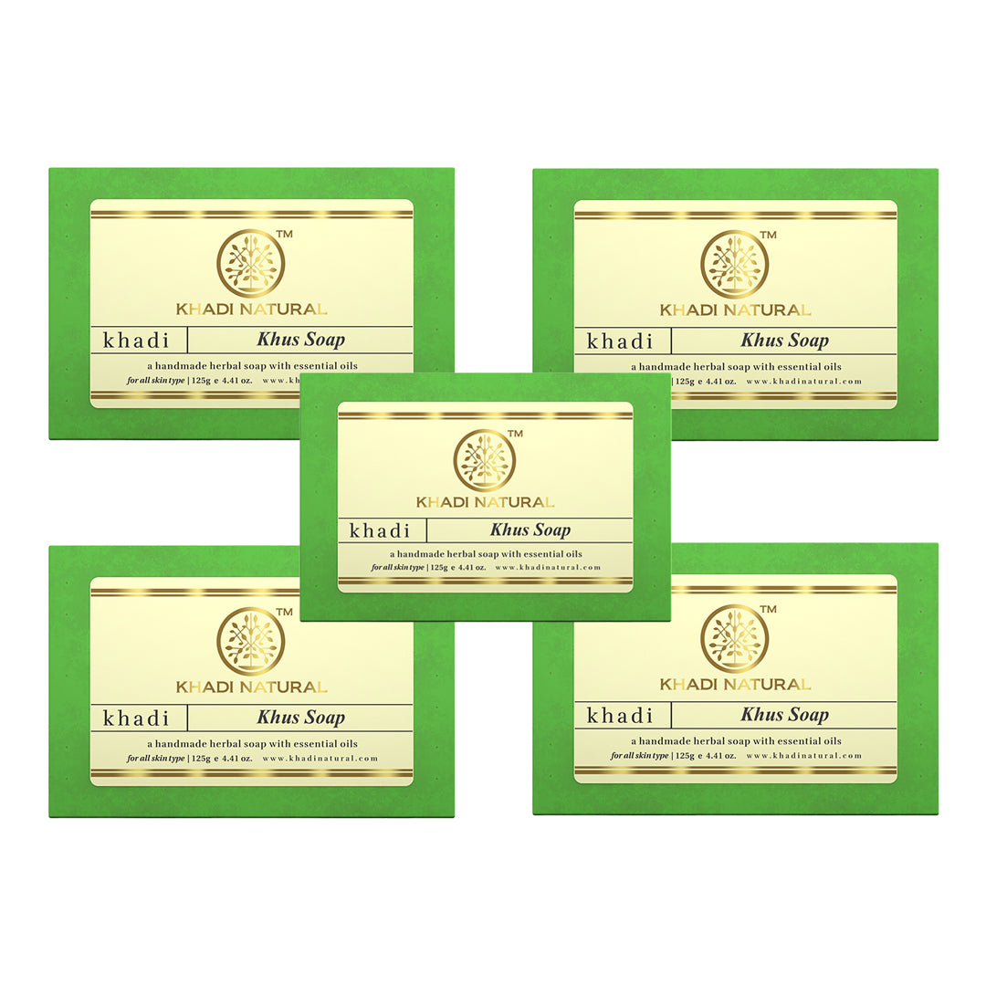 Khadi Natural Herbal Khus Soap Combo Pack Of 5 – 125gm Each - Buy from Indicrest
