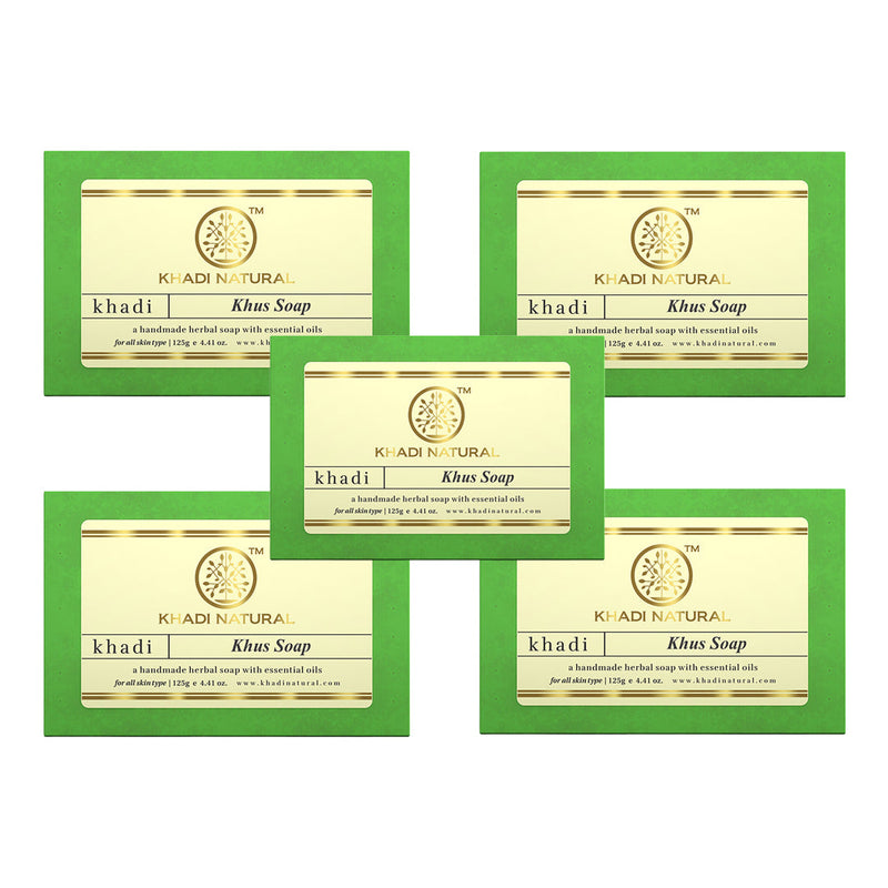 Khadi Natural Herbal Khus Soap Combo Pack Of 5 – 125gm Each - Buy from Indicrest