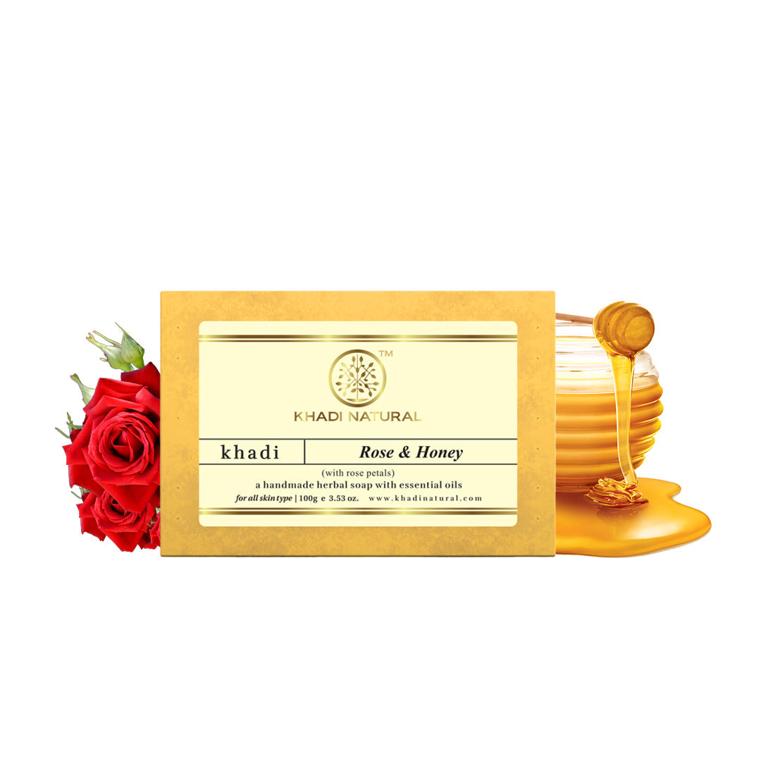 Khadi Natural Rose & Honey With Rose Petals Soap - 100gm - Image 6 - Buy from Indicrest