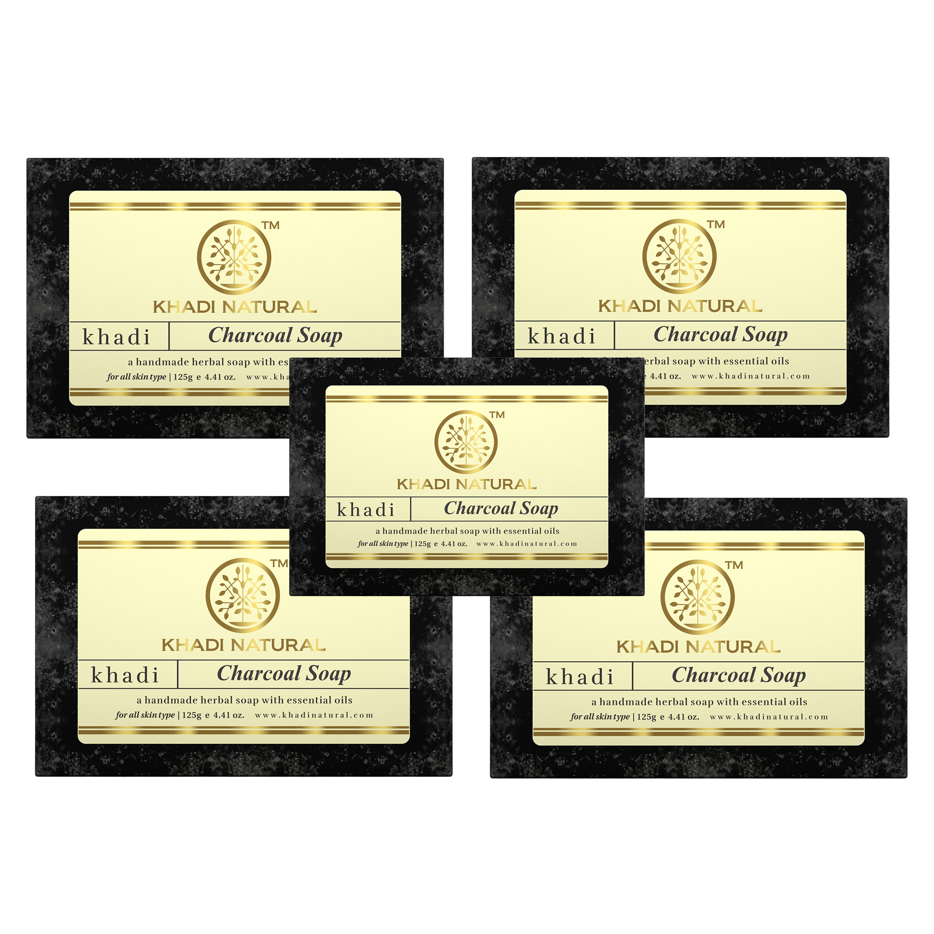 Khadi Natural Charcoal Soap Combo Pack Of 5 – 125gm Each - Buy from Indicrest
