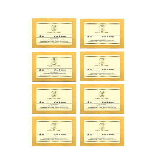 Khadi Natural Rose & Honey With Rose Petals Soap Combo Pack Of 8 – 100gm Each - Buy from Indicrest