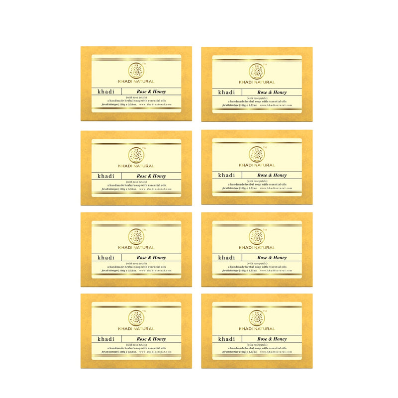 Khadi Natural Rose & Honey With Rose Petals Soap Combo Pack Of 8 – 100gm Each - Buy from Indicrest