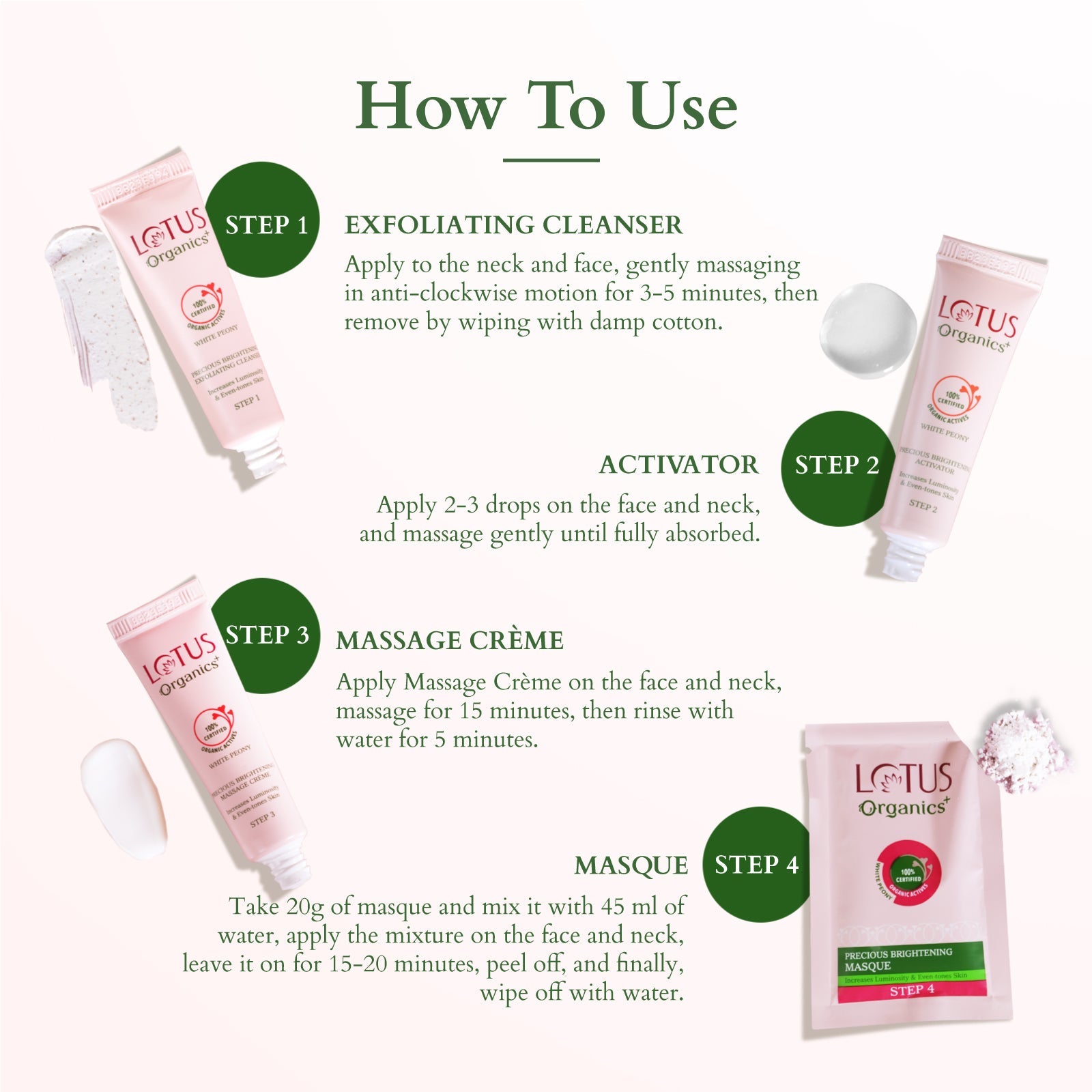 Lotus Herbals Precious Brightening Facial Kit, 4 X 47g
