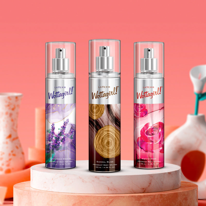 Wottagirl LAVENDER, ROSE & SANDAL (Pack of 3, 135ml EACH)  - Buy from Indicrest