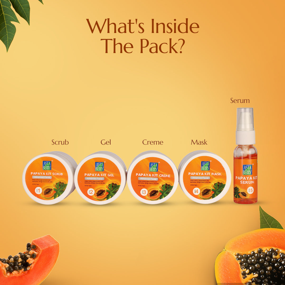 Astaberry Papaya Facial Kit | Helps reduce Pigmentation & Blemishes - Image 3 - Buy from Indicrest