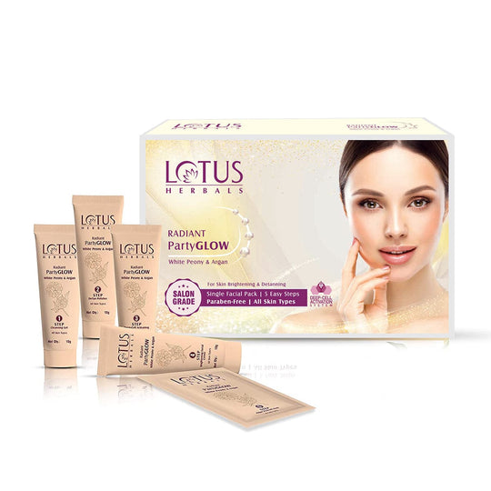 Lotus Herbals Radiant Party Glow White Peony and Argan Facial Kit, 57g