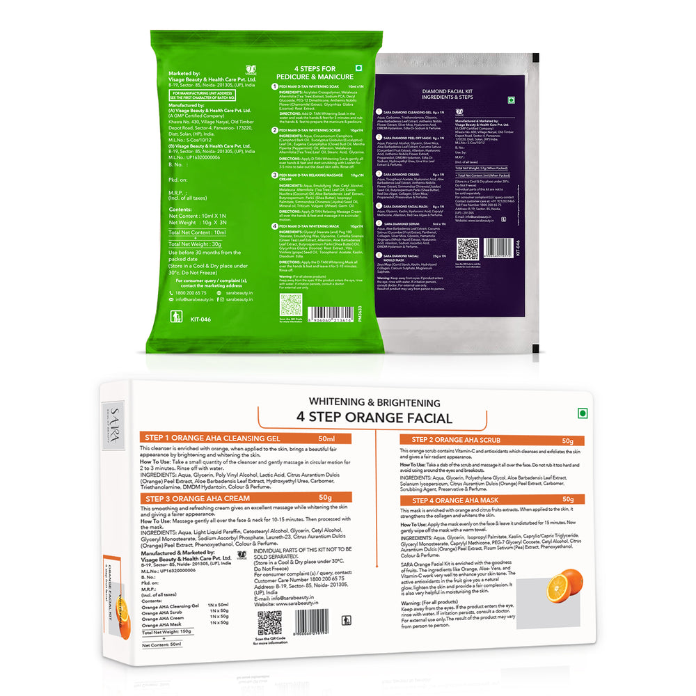 SARA Dtan Pedicure Manicure Kit with Diamond and Orange Facial Kit Combo - Image 3 - Buy from Indicrest