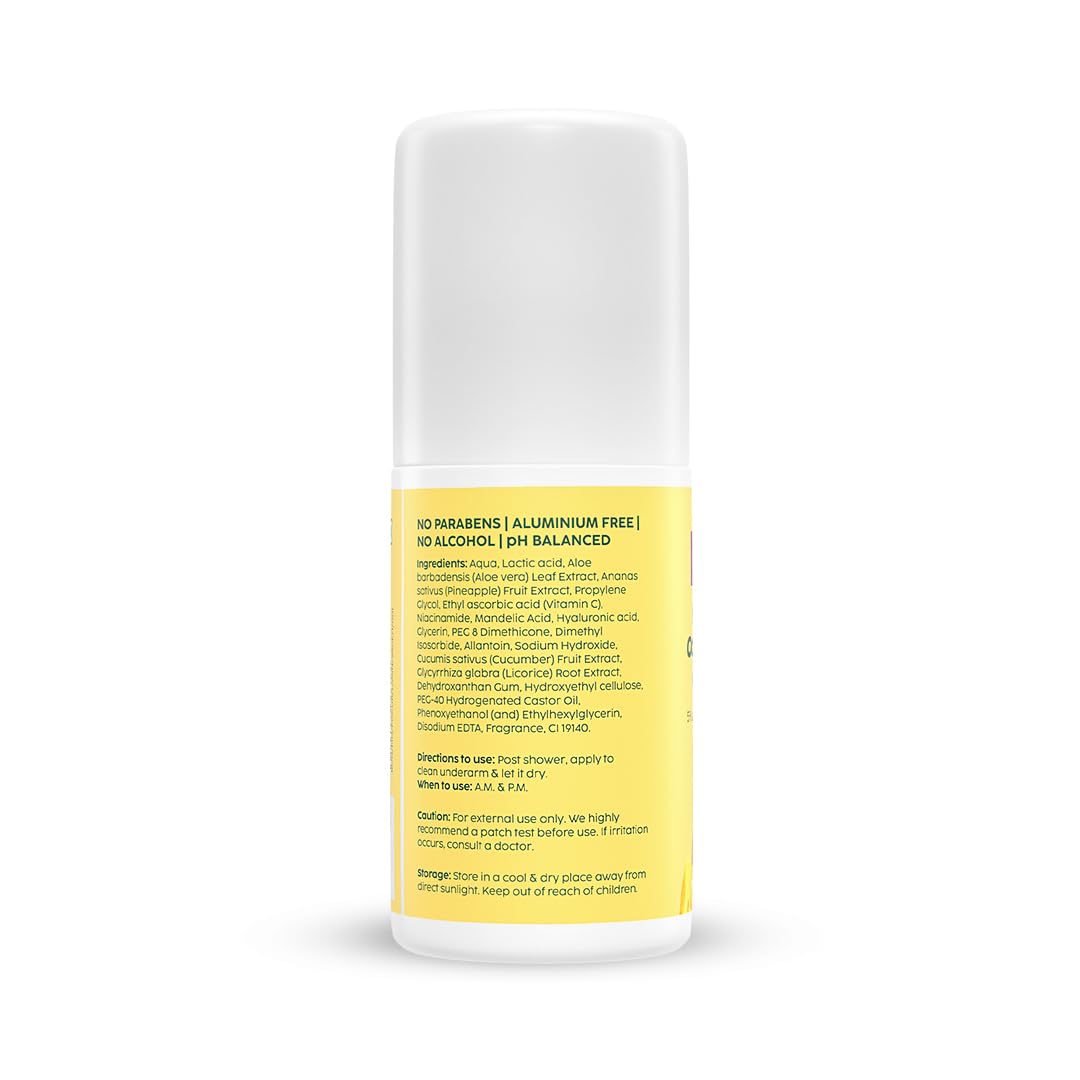 Plix Pineapple Underarm Roll-On for Odour Control & Bright Underarms, 50ml