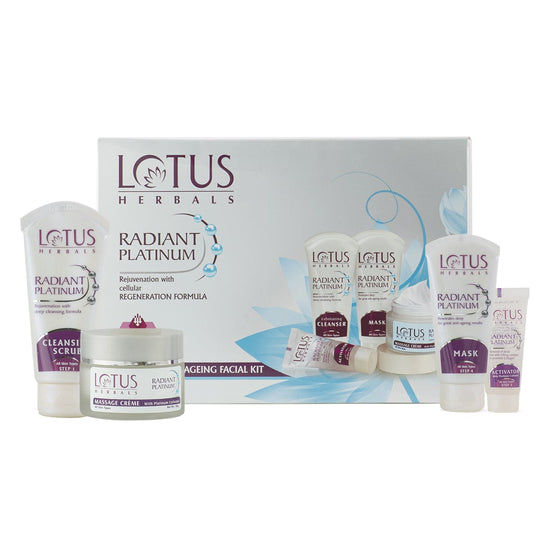 Lotus Herbals Radiant Platinum Cellular Anti-Ageing Salon Grade Facial Kit, 170g