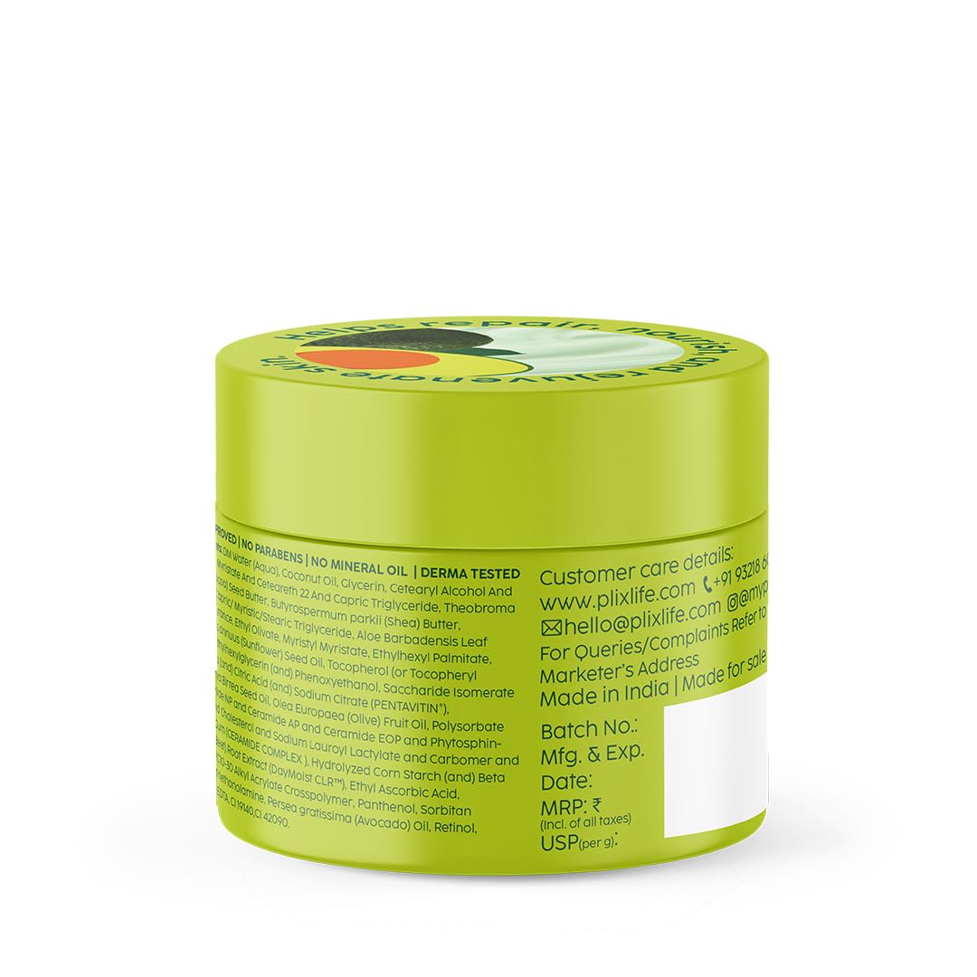 Plix Avocado Ceramide Moisture Rush Luxury Body Butter for Silky Smooth Skin, 200g