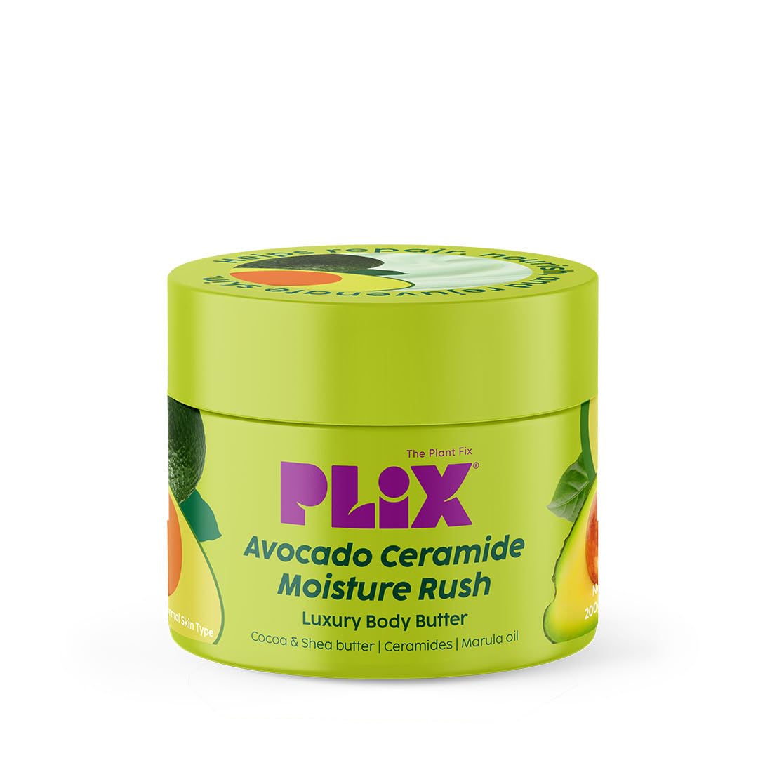 Plix Avocado Ceramide Moisture Rush Luxury Body Butter for Silky Smooth Skin, 200g