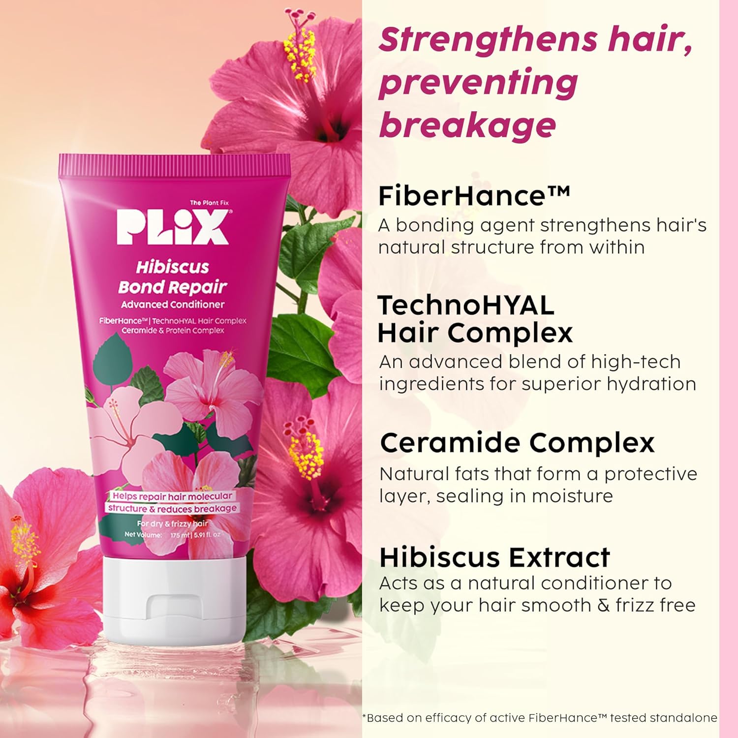Plix Hibiscus Bond Repair Advanced Conditioner | Repairs Hair Structure & Reduces Breakage, 175ml