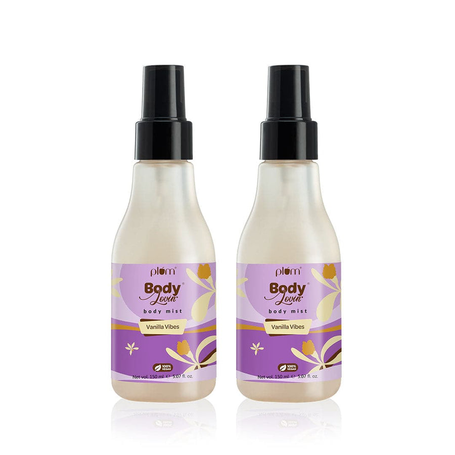 Plum Vanilla Vibes Body Mist by Plum BodyLovin' | Long Lasting | Travel-Friendly | Warm Vanilla Fragrance | Perfume Body Spray, 150ml x 2